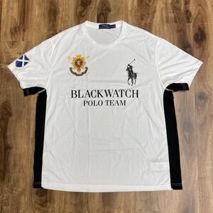 Polo Ralph Lauren Shirt Mens XL White Blackwatch Polo Team Jersey Crest